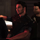 Mass Effect characters Kaidan Alenko and Commander Shepard share a hug in Mass Effect 3's Citadel DLC.